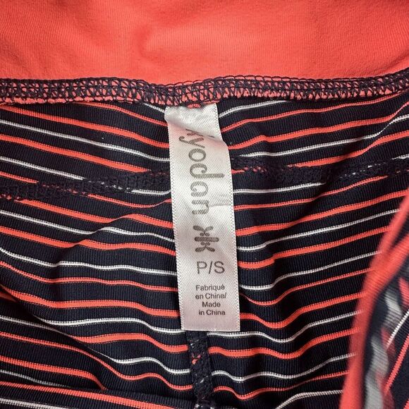 Kyodan Black Coral Striped Cropped Capri Leggings Size S Stretch Zipper Pocket - Picture 5 of 9